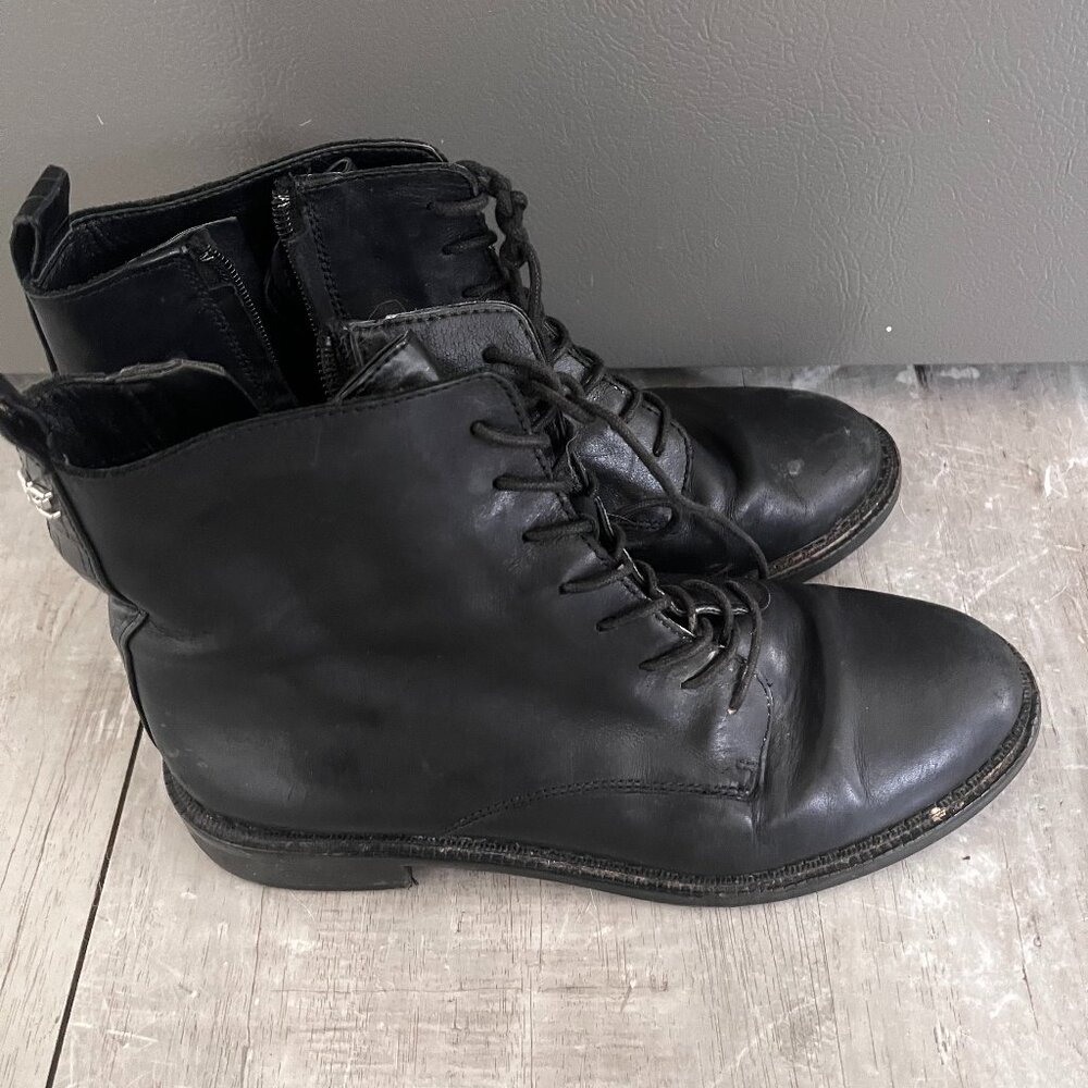 Sam Edelman Lace Up Combat Boots Leather Black Size 8